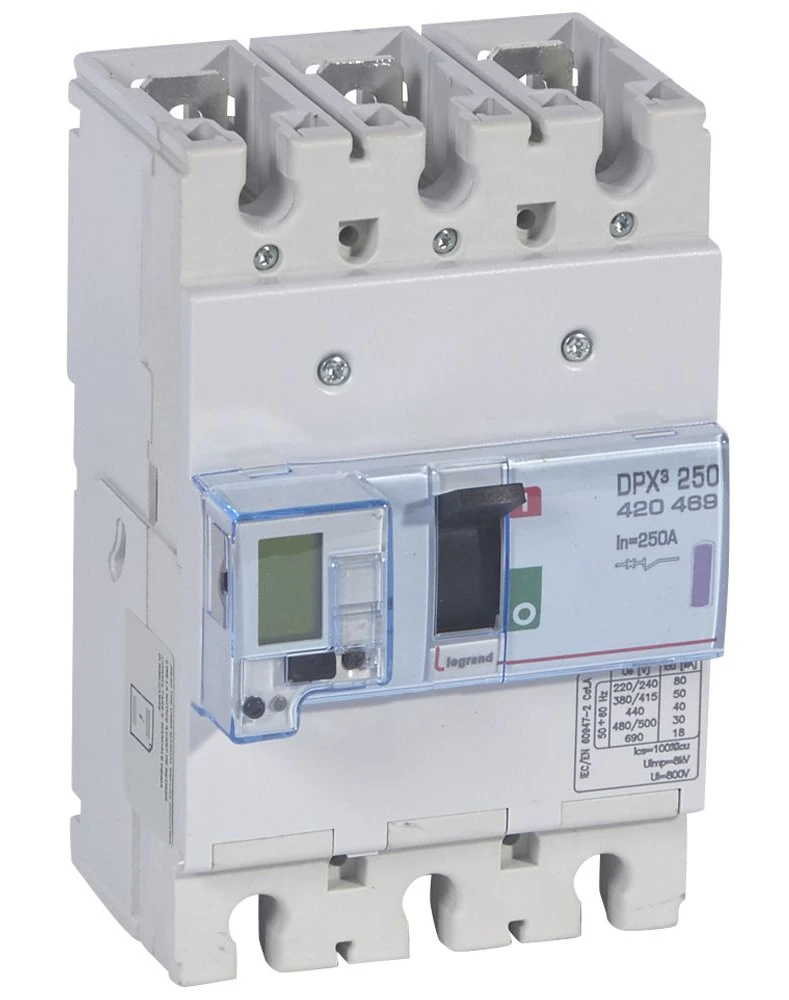 Disjoncteur électronique avec unité de mesure DPX³250 pouvoir de coupure 50kA 400V~ - 3P - 250A — Legrand — 420469