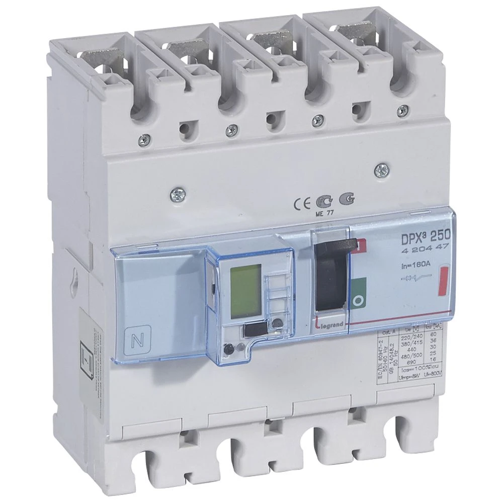 Disjoncteur électronique avec unité de mesure DPX³250 pouvoir de coupure 36kA 400V~ - 4P - 160A — Legrand — 420447