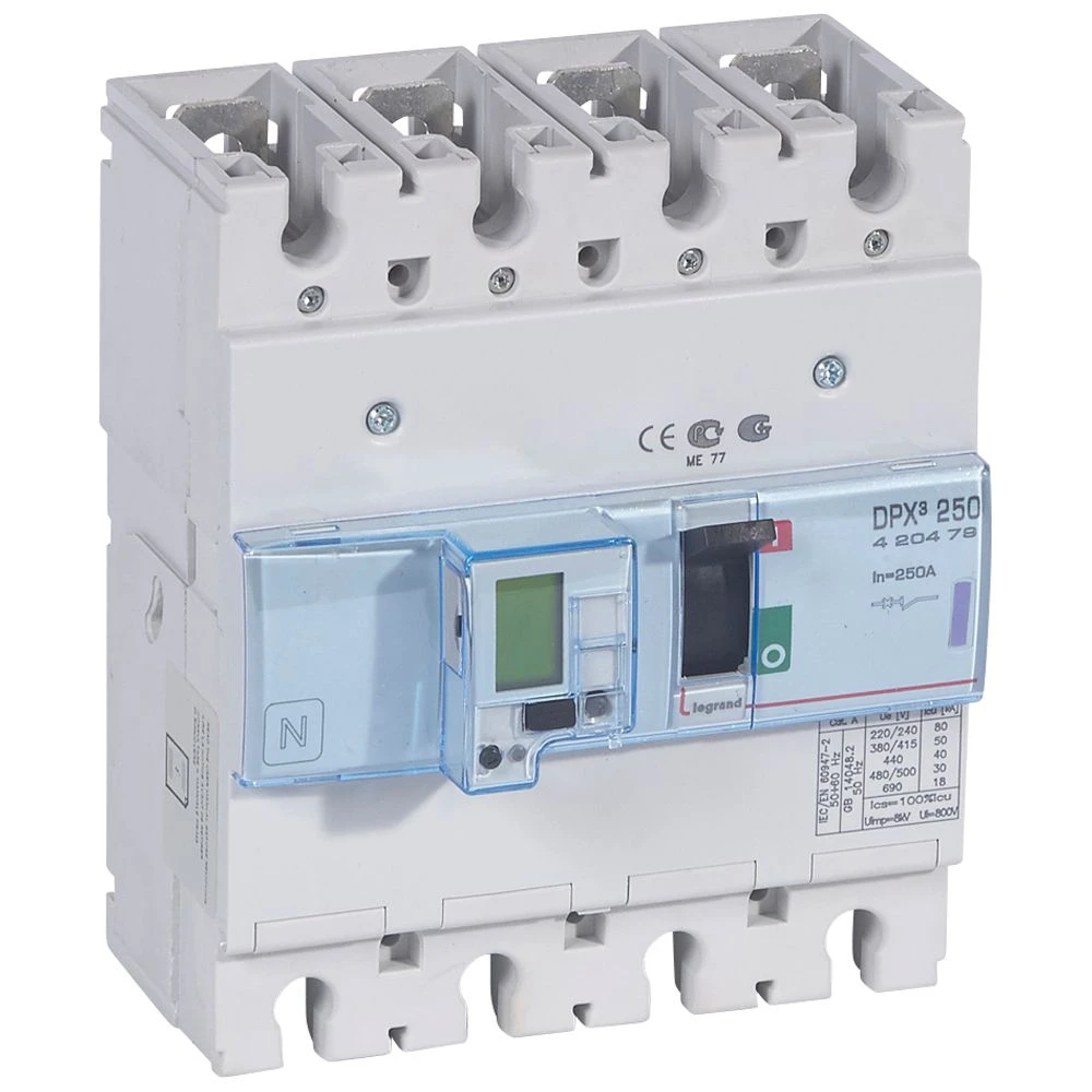 Disjoncteur électronique avec unité de mesure DPX³250 pouvoir de coupure 50kA 400V~ - 4P - 250A — Legrand — 420479