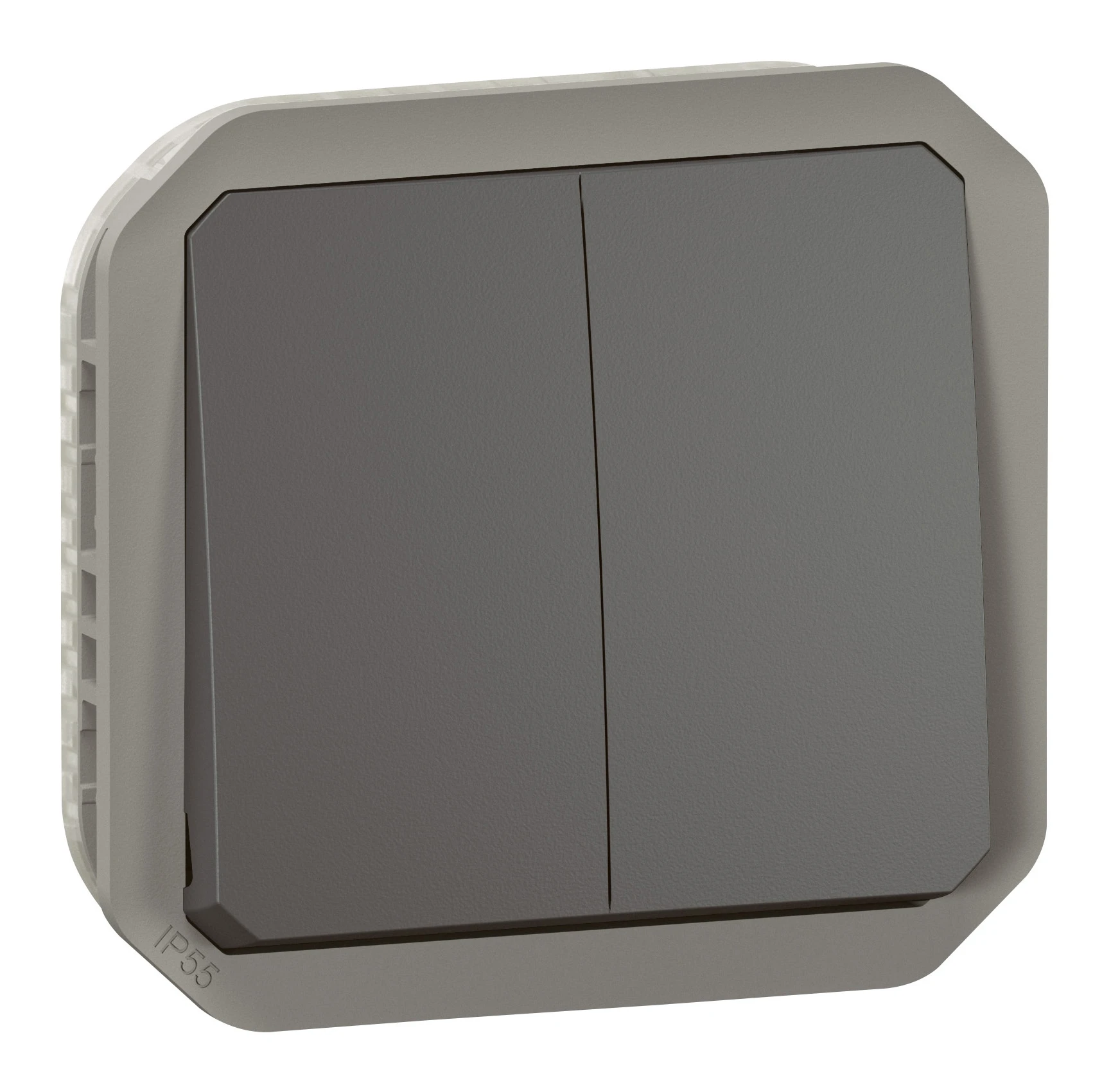 Commande double étanche pour réaliser 3 fonctions Plexo IP55 IK08 avec enjoliveur finition anthracite — Legrand — 069805L