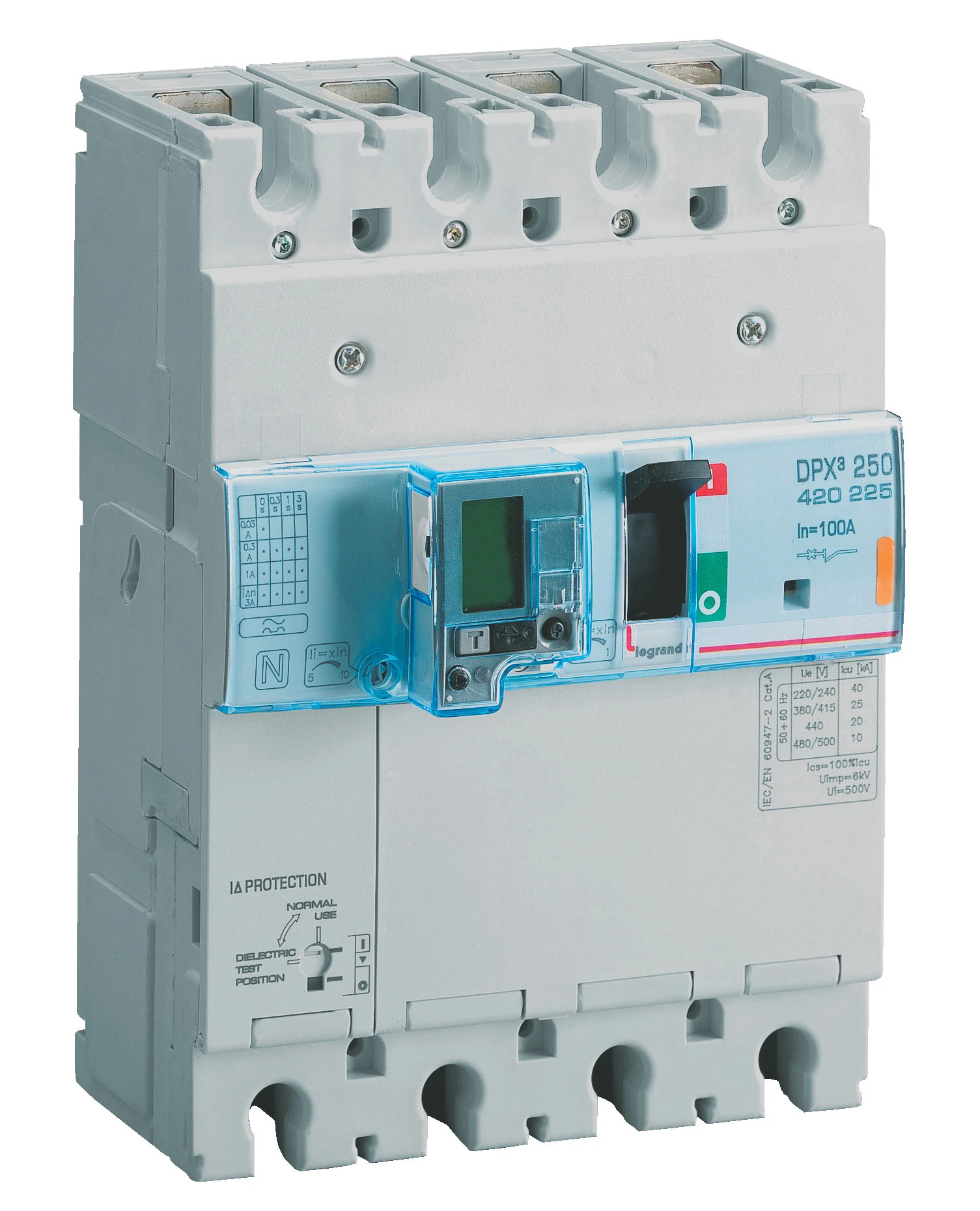 Disjoncteur magnétothermique DPX³250 pouvoir de coupure 36kA 400V~ - 4P - 100A — Legrand — 420245