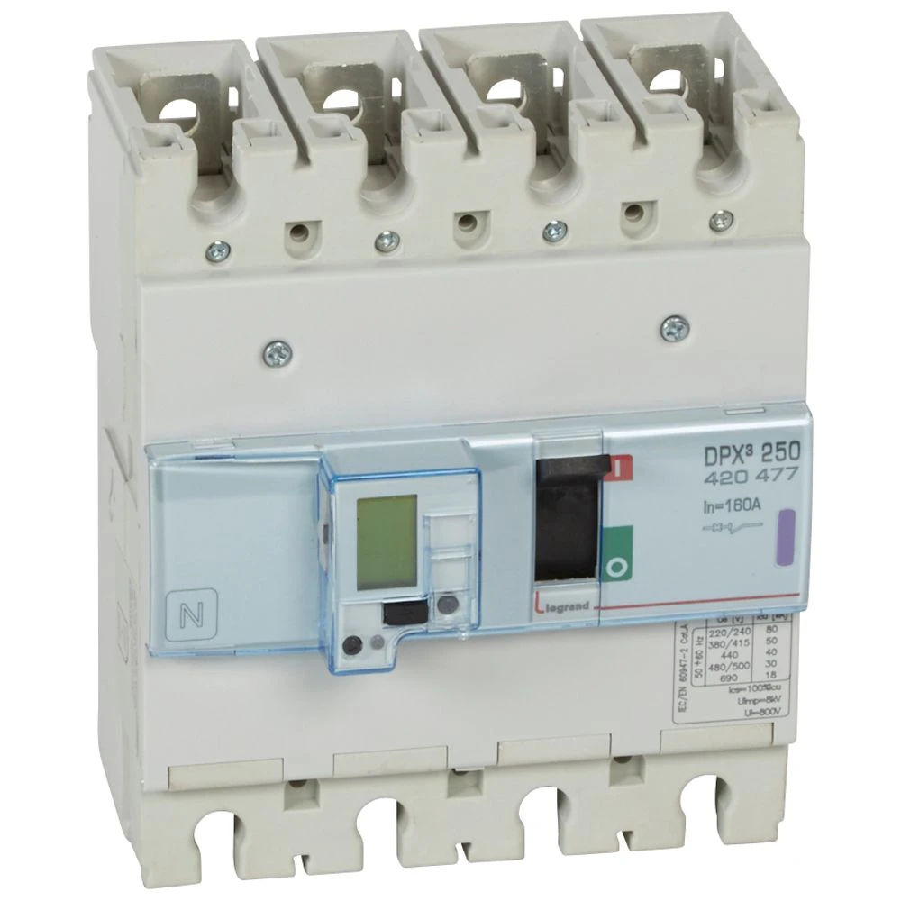 Disjoncteur électronique avec unité de mesure DPX³250 pouvoir de coupure 50kA 400V~ - 4P - 160A — Legrand — 420477
