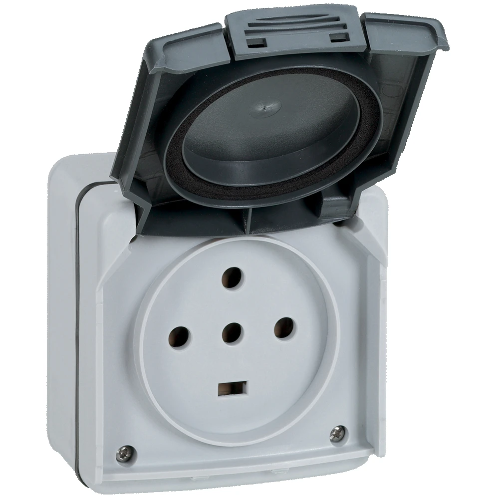 Legrand Plexo socket outlet — 20A, 400V, Grey — 091657