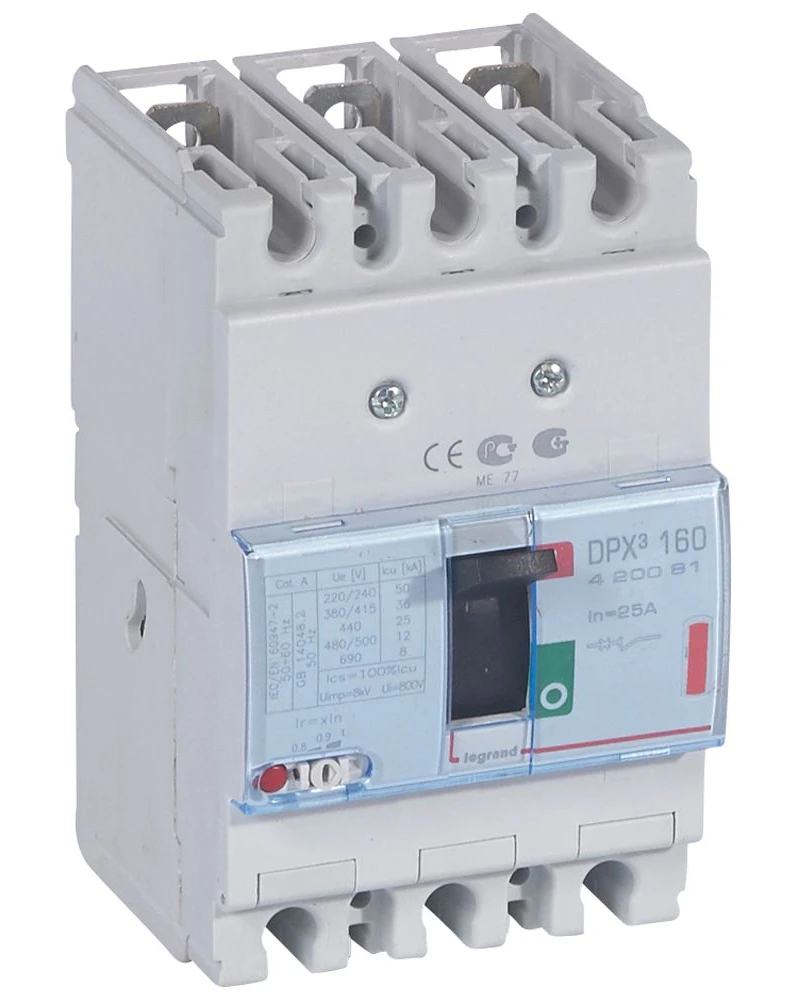 Disjoncteur magnétothermique DPX³160 pouvoir de coupure 36kA 400V~ - 3P - 25A — Legrand — 420081
