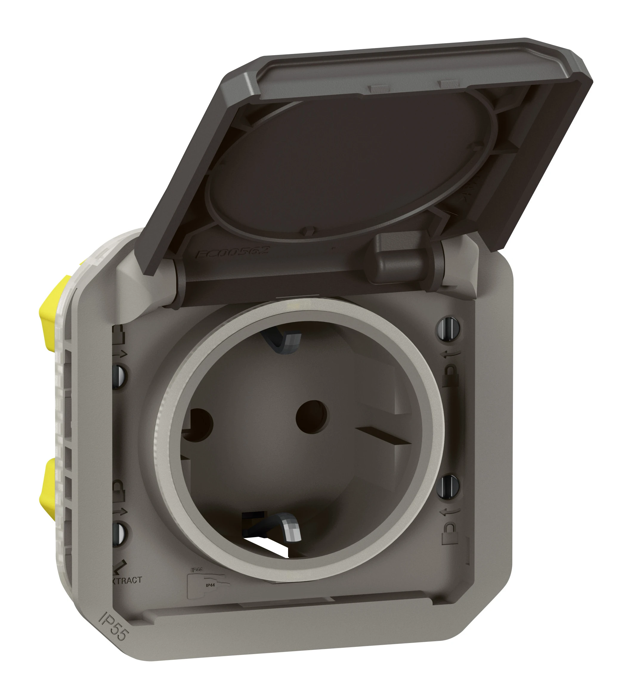 Prise de courant 2P+T Plexo 16A - standard schuko - avec enjoliveur Anthracite — Legrand — 069871L