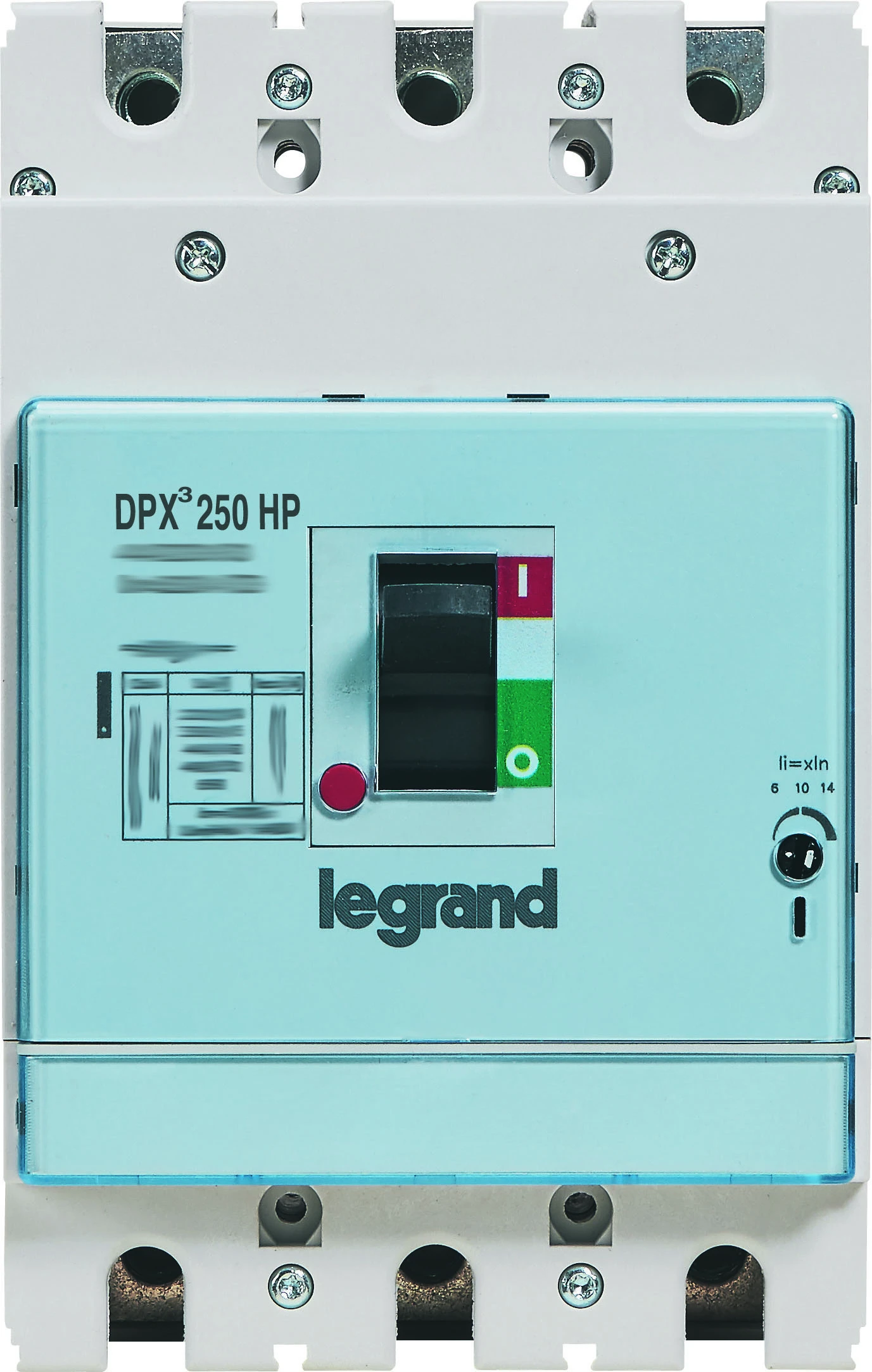 Legrand DPX³ 250 HP magnetic-only moulded-case circuit breaker — 6.3A, 3 poles, 50kA Icu at 400V, IP30 — 423925