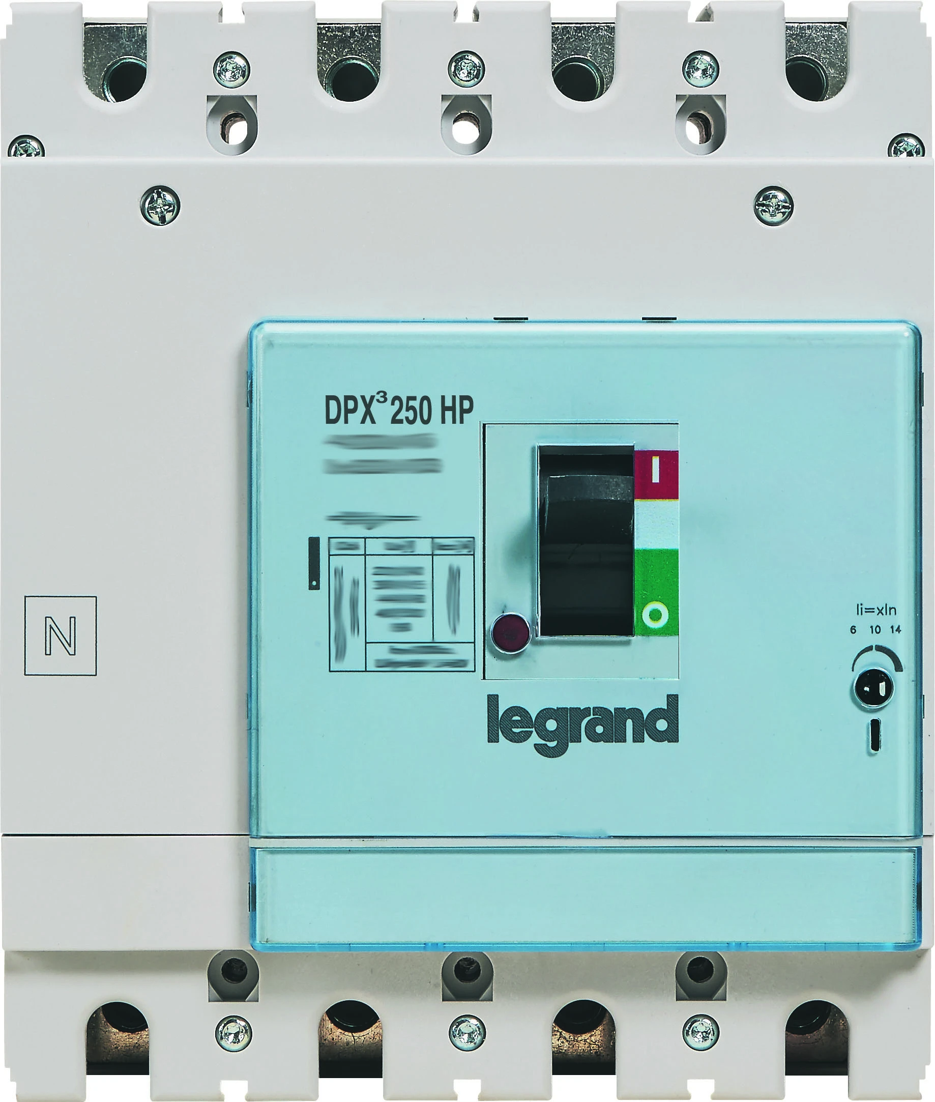 Legrand DPX³ 250 HP magnetic-only moulded-case circuit breaker — 160A, 4 poles, 36kA Icu at 400V, IP30 — 423920