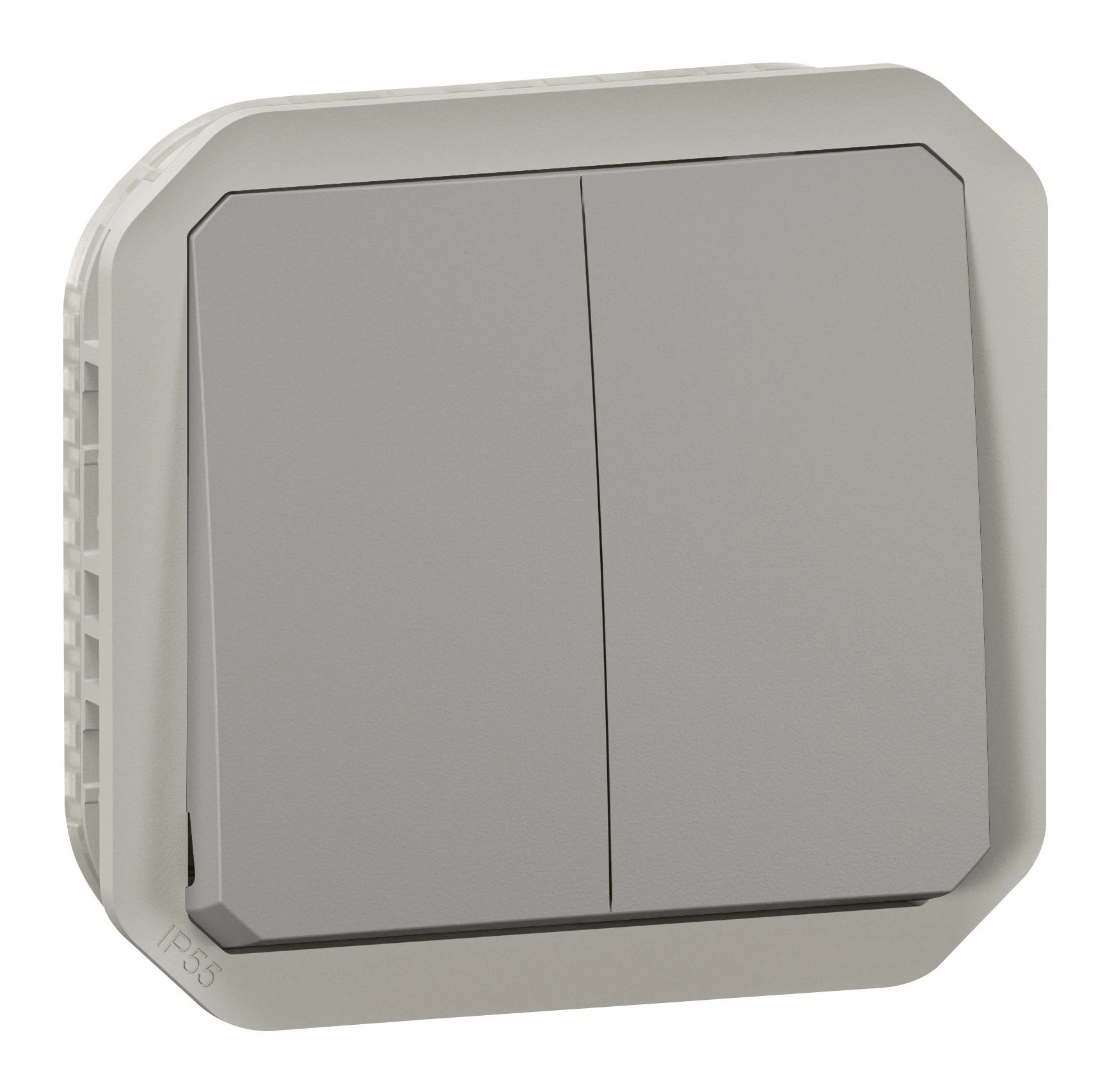 Commande double étanche pour réaliser 3 fonctions Plexo IP55 IK08 avec enjoliveur finition gris — Legrand — 069525L
