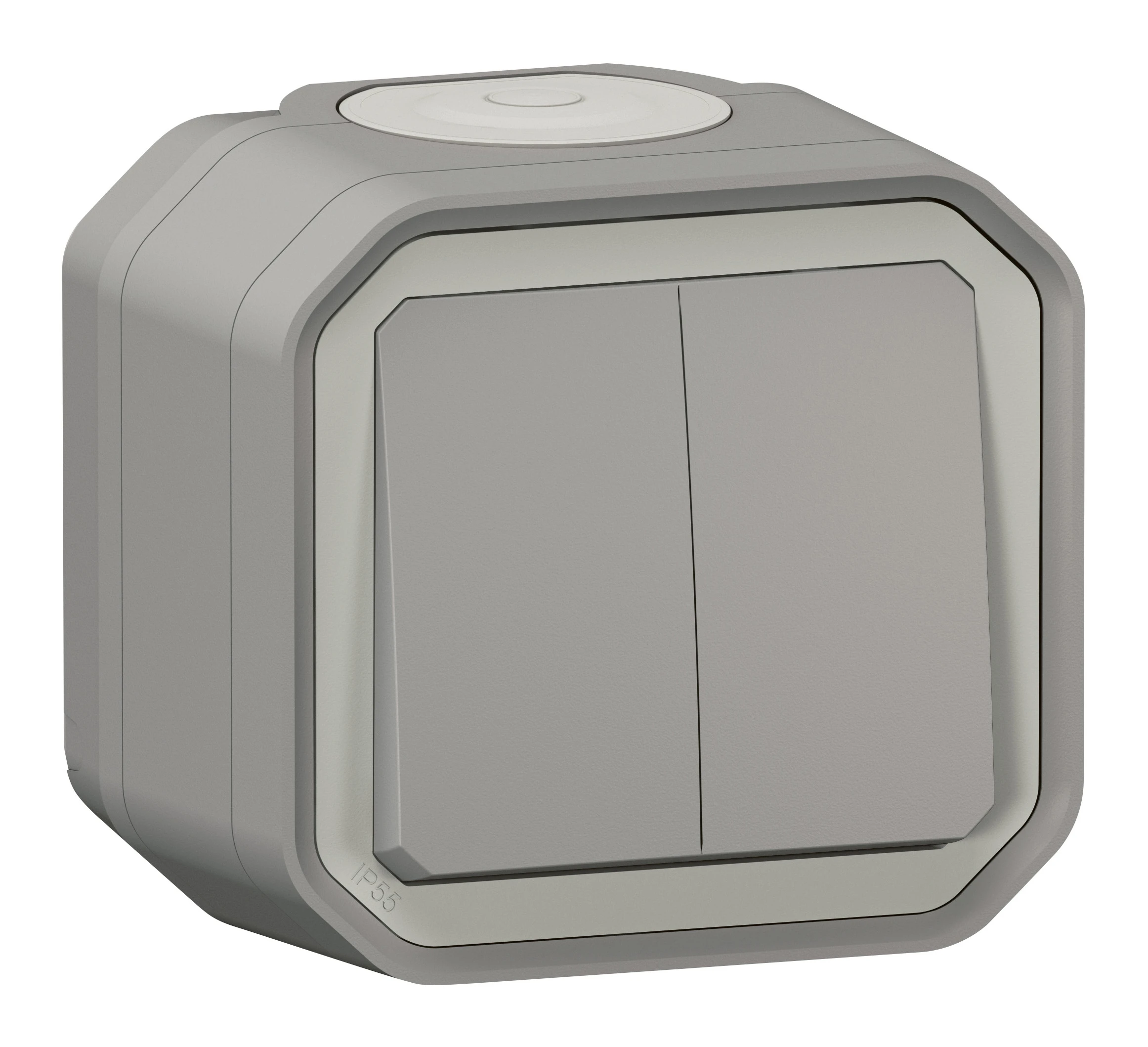 Commande double étanche pour réaliser 3 fonctions Plexo IP55 IK08 livrée complète pour fixation saillie - gris — Legrand — 069715L