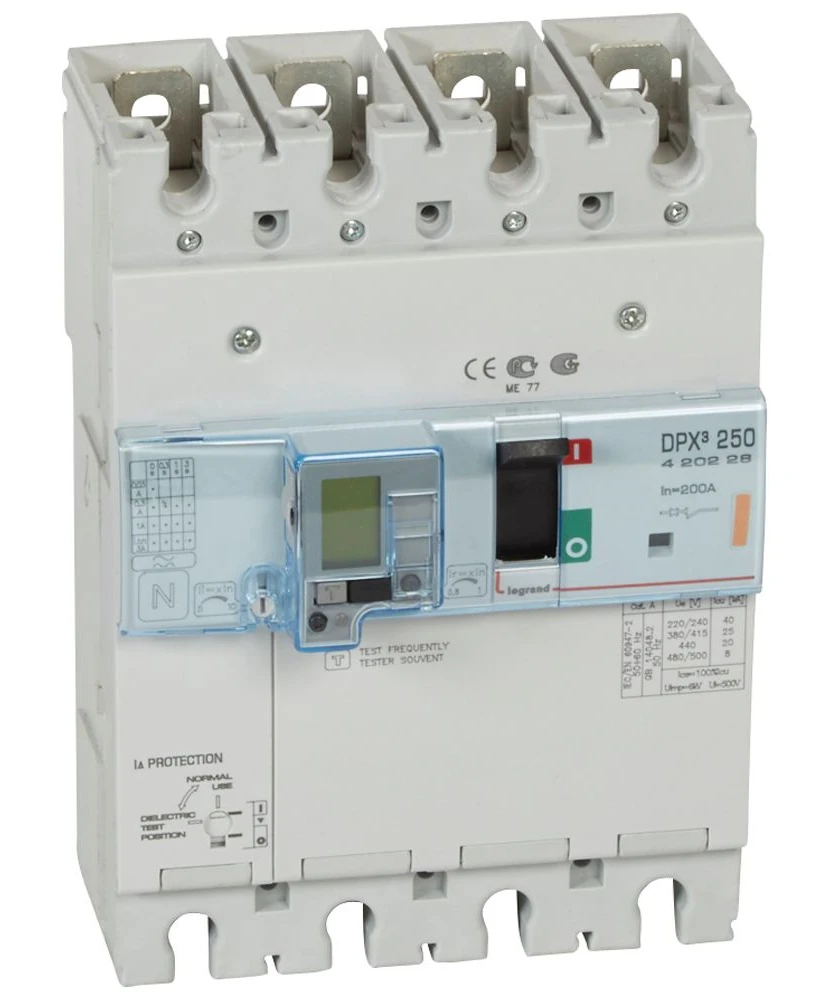 Disjoncteur magnétothermique différentiel DPX³250 pouvoir de coupure 25kA 400V~ - 4P - 200A — Legrand — 420228