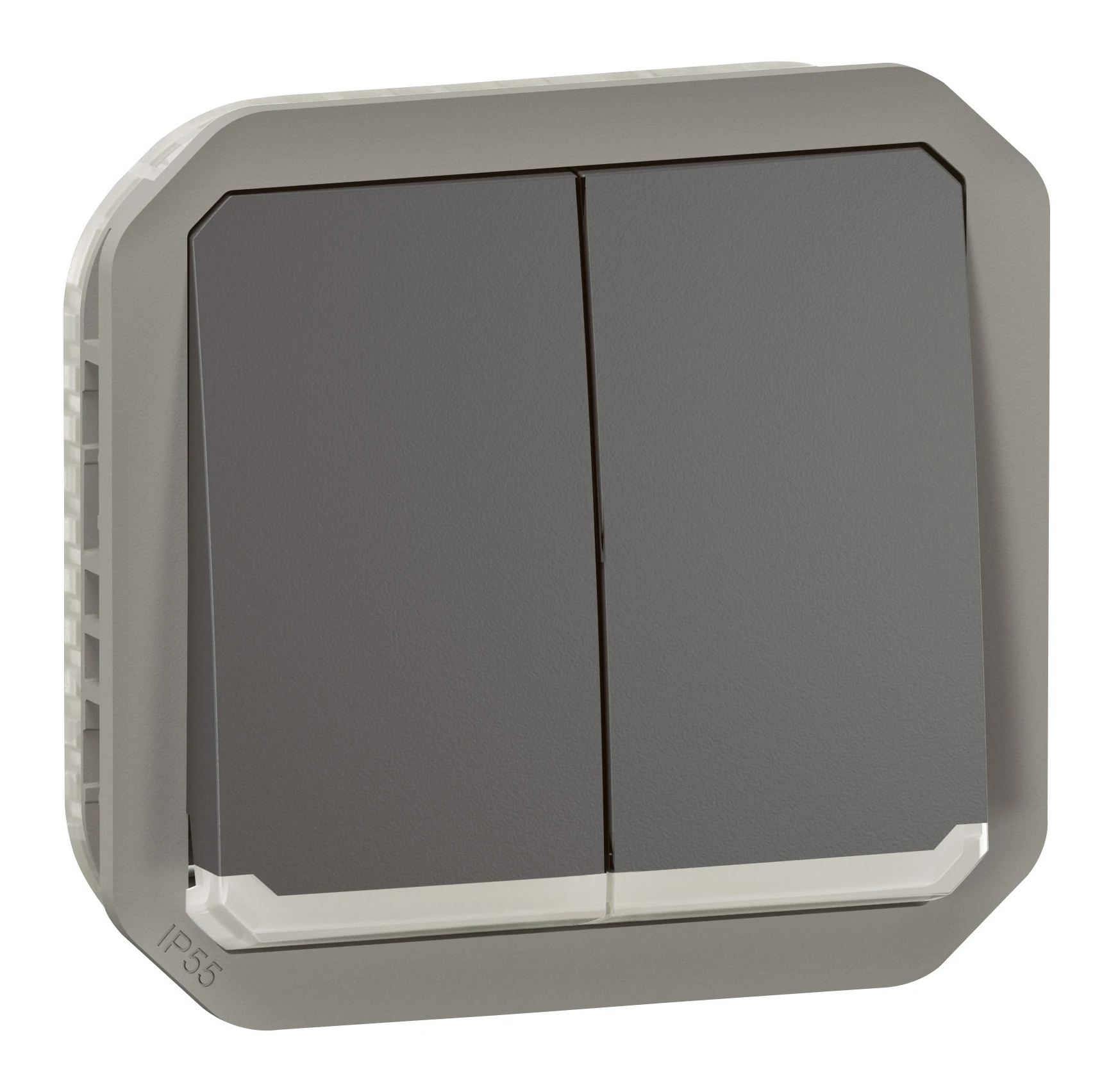 Commande double étanche pour réaliser 3 fonctions lumineuses Plexo IP55 IK08 avec enjoliveur finition anthracite — Legrand — 069806L