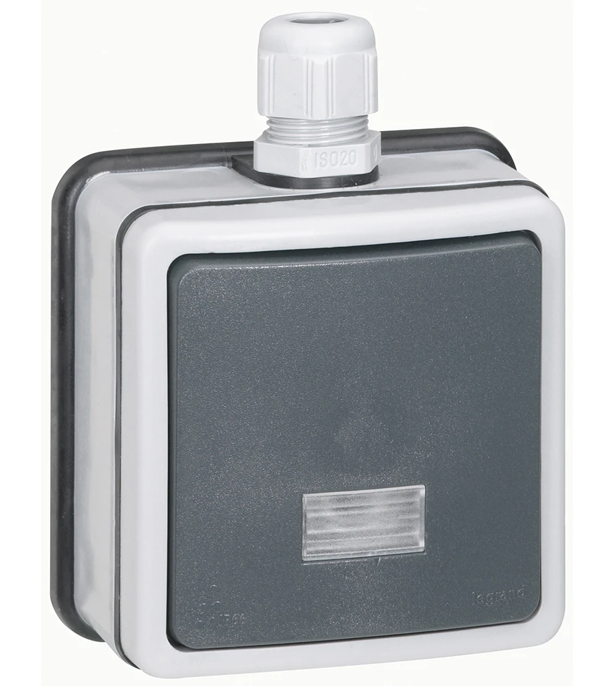 Legrand Plexo two-way switch — 10A, 250V, Grey — 090460