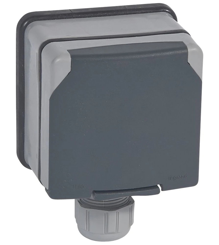 Legrand Plexo socket outlet — 20A, 400V, Grey — 090456