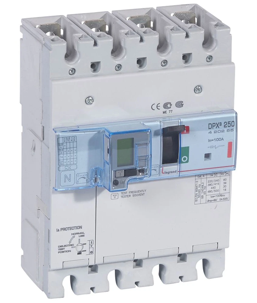 Disjoncteur magnétothermique différentiel DPX³250 pouvoir de coupure 36kA 400V~ - 4P - 100A — Legrand — 420255