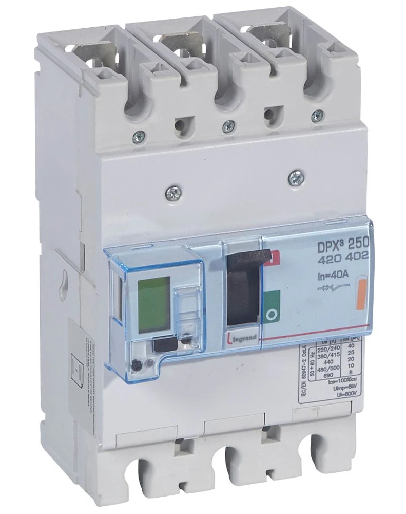 Disjoncteur électronique avec unité de mesure DPX³250 pouvoir de coupure 25kA 400V~ - 3P - 40A — Legrand — 420402