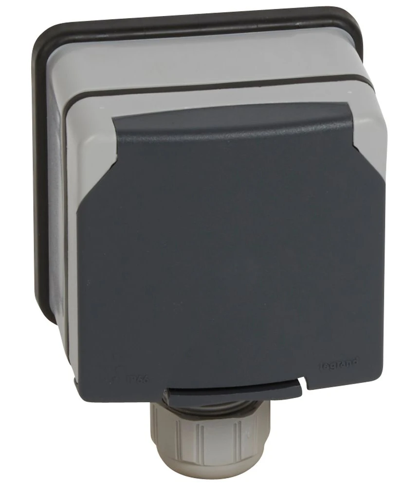 Legrand Plexo socket outlet — 20A, 400V, Grey — 090457