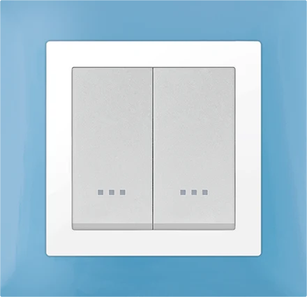 STIEL ALPHA Quadro 2-module square pastel blue cover plate with chrome trim