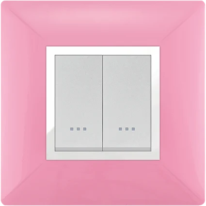 STIEL ALPHA Élégance 2-module square pink cover plate with chrome trim