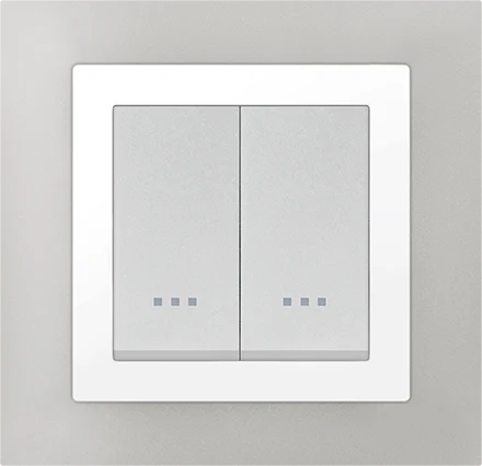 STIEL ALPHA Quadro 2-module square silver cover plate with chrome trim