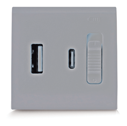 USB charger ultra-fast (PD) 20 W type A+C 2 modules SYLVIA 43 — SOMEF 433085USB