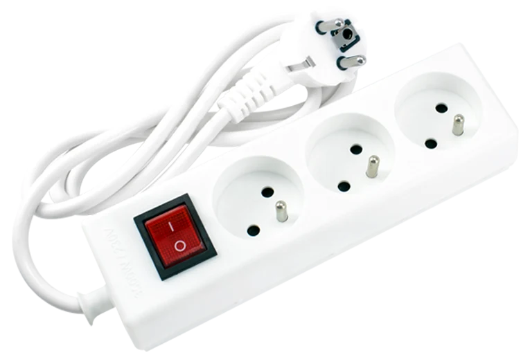 Bloc Multiprises blanc avec Interrupteur - 3 prises - 1.4m STIEL