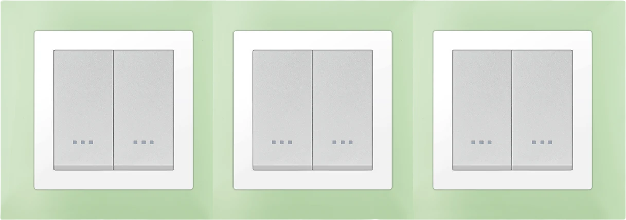STIEL ALPHA Quadro 6-module square anise green cover plate with chrome trim