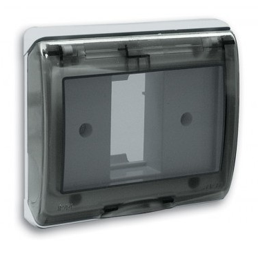 Weatherproof plate flush-mounted square 1 module S45 cover rigid smoked — SOMEF 45SPQ01BG