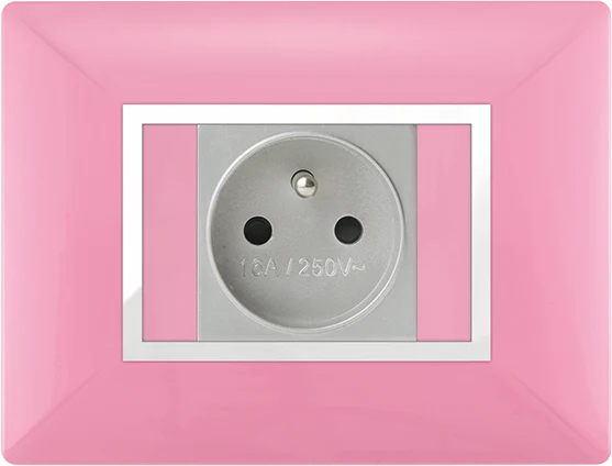 STIEL ALPHA Élégance for socket rectangular pink cover plate with chrome trim