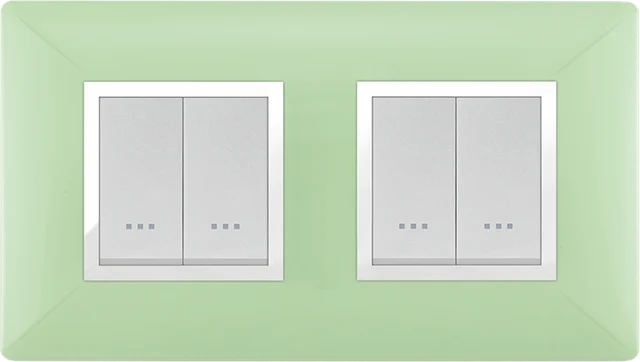 STIEL ALPHA Élégance 4-module square anise green cover plate with chrome trim