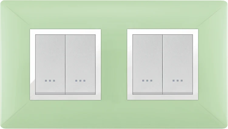 STIEL ALPHA Élégance 4-module square anise green cover plate with chrome trim
