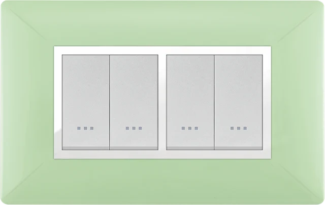 STIEL ALPHA Élégance 4-module rectangular anise green cover plate with chrome trim
