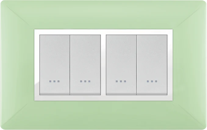 STIEL ALPHA Élégance 4-module rectangular anise green cover plate with chrome trim