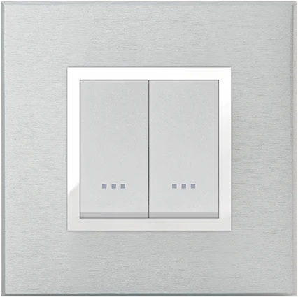 STIEL ALPHA Prestige 2-module square brushed anodised aluminium cover plate