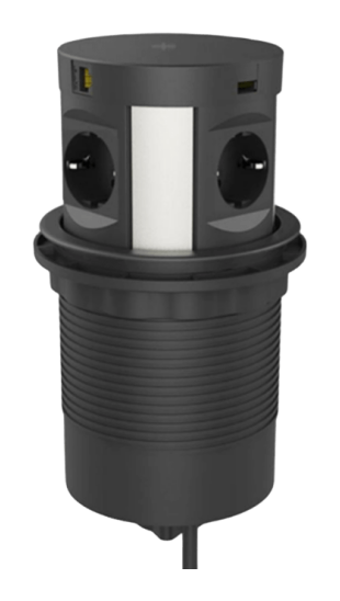 Mini retractable socket column 4 sides — SOMEF 70MCRB4P1C