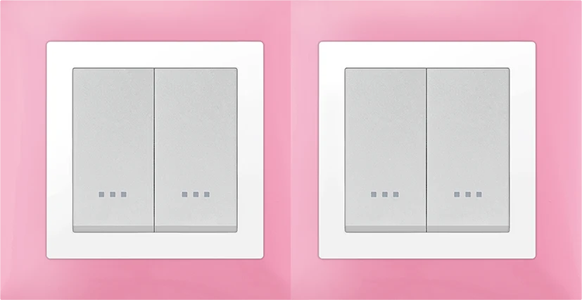 STIEL ALPHA Quadro 4-module square pink cover plate with chrome trim