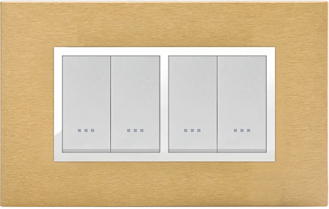 STIEL ALPHA Prestige 4-module rectangular gold brass cover plate