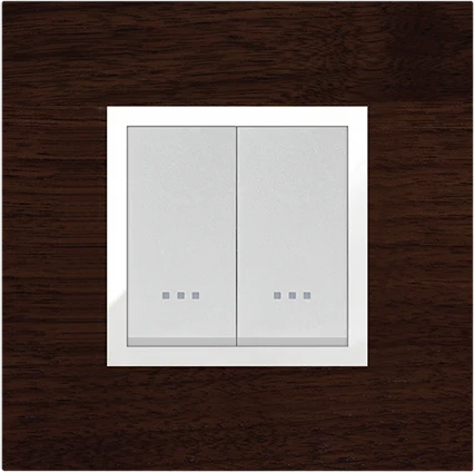 STIEL ALPHA Prestige 2-module square solid walnut cover plate