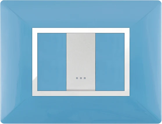 STIEL ALPHA Élégance 1-module rectangular pastel blue cover plate with chrome trim