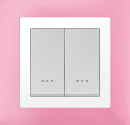 STIEL ALPHA Quadro 2-module square pink cover plate with chrome trim