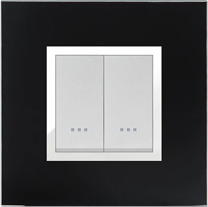 STIEL ALPHA Prestige 2-module square black glass cover plate