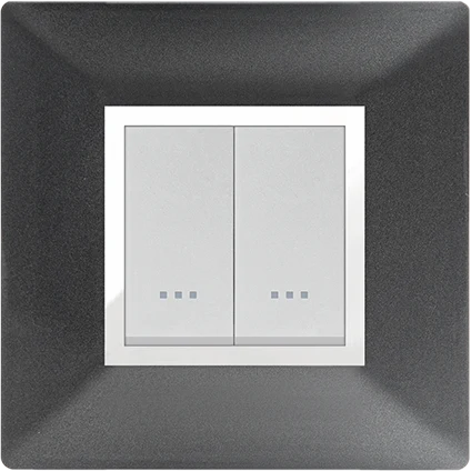 STIEL ALPHA Élégance 2-module square metallic black cover plate with chrome trim