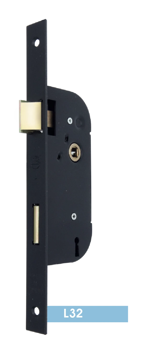 L32 mortise key lock — black, square ends