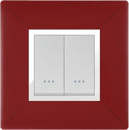 STIEL ALPHA Élégance 2-module square burgundy cover plate with chrome trim