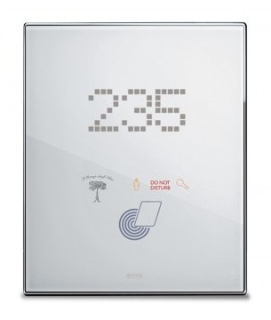 White VIP Touch 3+3 hotel-management touch front plate — SOMEF