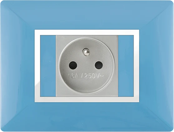 STIEL ALPHA Élégance for socket rectangular pastel blue cover plate with chrome trim