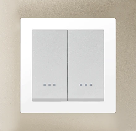STIEL ALPHA Quadro 2-module square champagne cover plate with chrome trim
