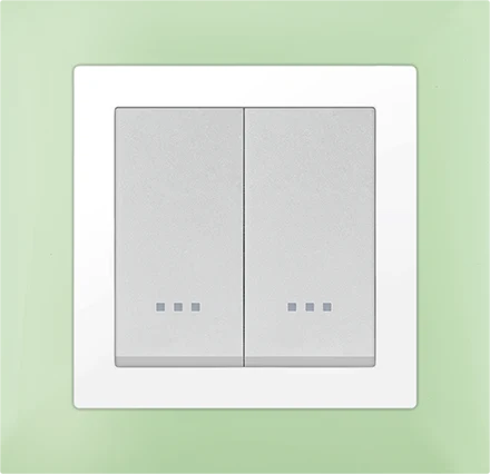 STIEL ALPHA Quadro 2-module square anise green cover plate with chrome trim