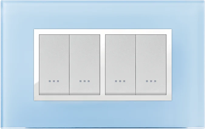 STIEL ALPHA Prestige 4-module rectangular azure blue glass cover plate