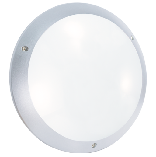 STIEL polycarbonate bulkhead light metallic grey - lampholder E27 - with detector