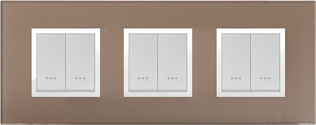 STIEL ALPHA Prestige 6-module square bronze glass cover plate